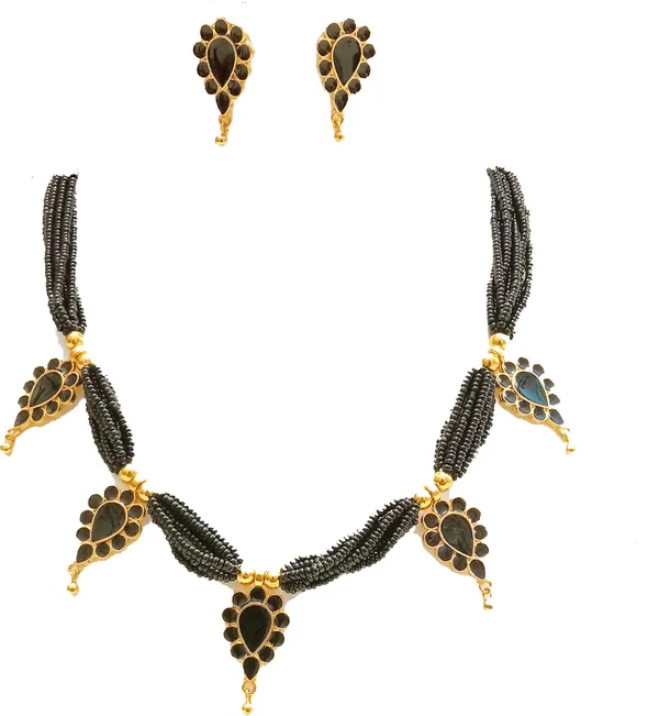 Assamese_Traditional_Gold_Plated_Black_Colour_Golpata_Necklace_Set_For_Women